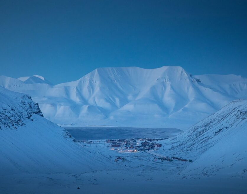 Hiking on Svalbard to a beautiful ice cave
