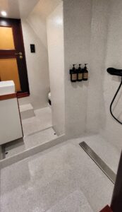 The toilet facilities aboard the ship Saeftinghe are updated modern and comfortable.