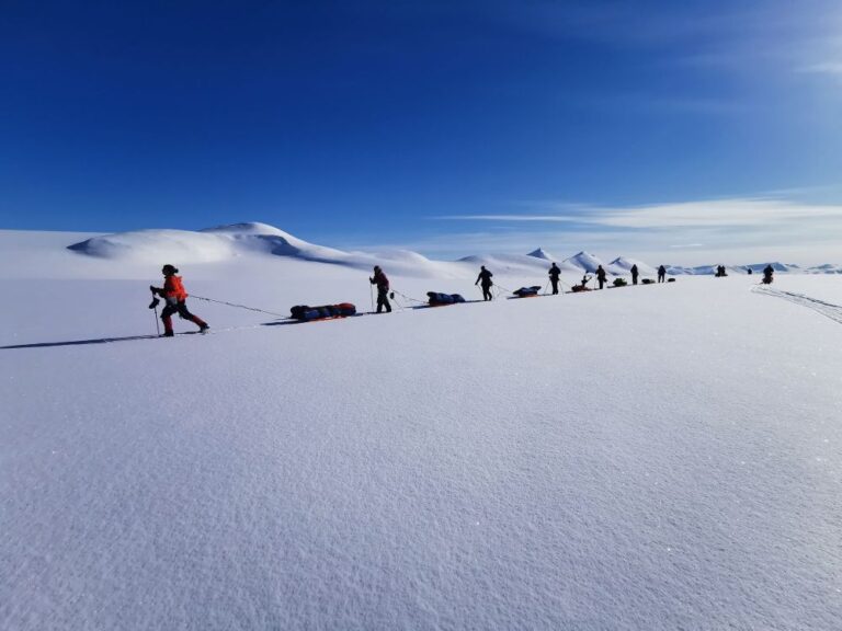Explore Nordenskiöld Land national Park on this weekend ski traverse in April