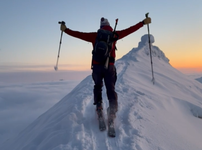 Join a ski touring at midnight in Svalbard with a small group led by expert ski guides