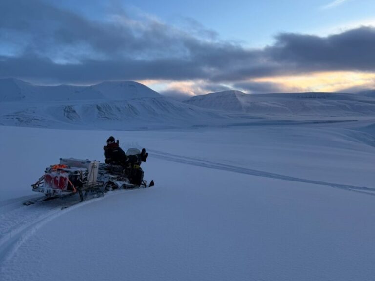 We combine snowmobile and ski touring on this full day guided tour with skiing in remote mountains