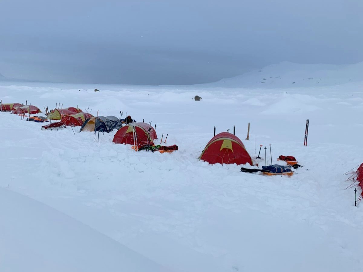 Svalbard camp for ski expedition with Backyard Svalbard