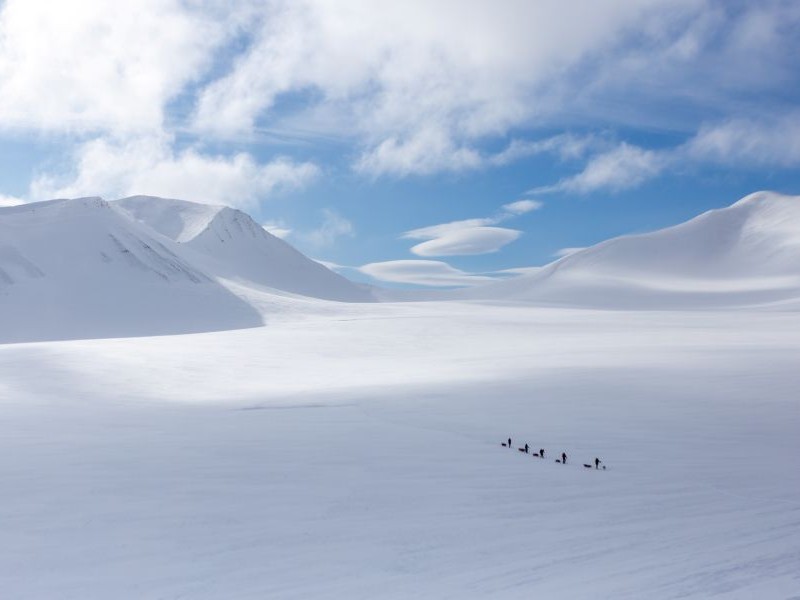 The vast wilderness in Nordenskioldland on Svalbard on the greates ski crossing expedition