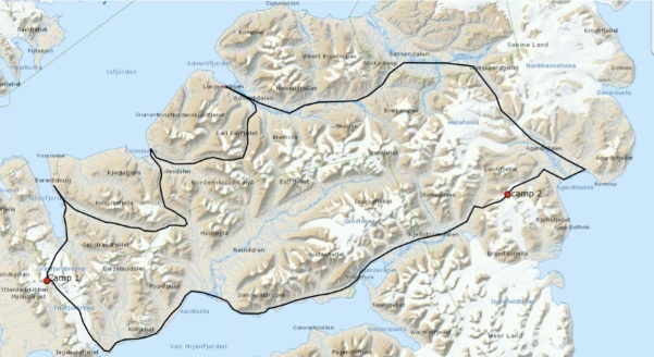 Snowmobile expedition in Nordenskiöld Land on Svalbard with departure from Longyearbyen