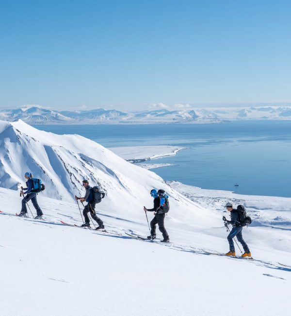 Explore ski touring in Svalbard's remote mountains on this boat based skiing experience in Spitsbergen
